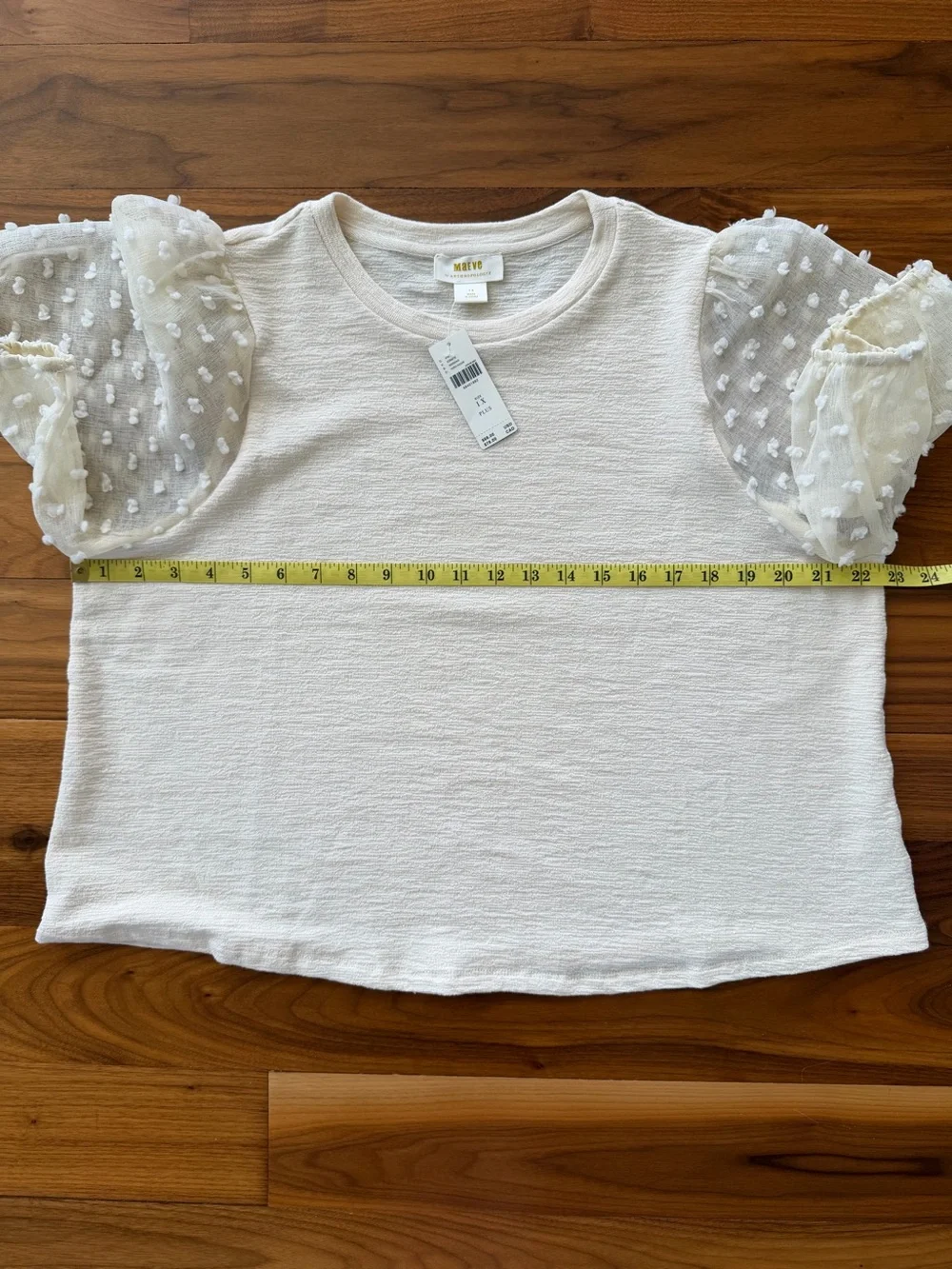 NWT Maeve Anthropologie Ivory Cream Puff Sleeve Swiss Dot Textured Blouse Sz 1X